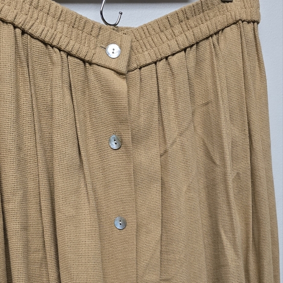 Vintage tan linen buttondown Maxi Skirt - Picture 4 of 5